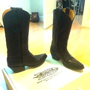 Genuine Lizard Leather-Cowboy Boots-Black-Space Cowboy-Handmade